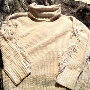 Mudpie Sweater with fringe on sleeve